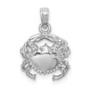 14k White Gold 2-D White Crab Pendant