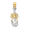 14k Yellow Gold With Rhodium Lobster Pendant
