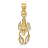 14k Yellow Gold With Rhodium Lobster Pendant