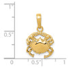 14k Yellow Gold Solid Polished Open-Backed Crab Pendant