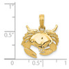 14k Yellow Gold Polished Open-Backed Crab Pendant