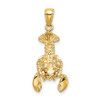 14k Yellow Gold 2-D Moveable Lobster Pendant K7873