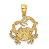 14k Yellow Gold 2-D Textured Crab Pendant K7627