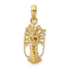 14k Yellow Gold Florida Lobster with Out Claws Pendant K8035