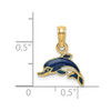 14k Yellow Gold Blue Enamel Dolphin Pendant