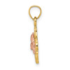 14k Yellow and Rose Gold with Rhodium Double Dolphins In Frame Pendant