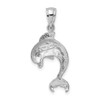 14k White Gold Polished Dolphin Jumping Pendant