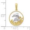 10k Yellow Gold With Rhodium-Plating Double Dolphins Pendant