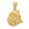 14k Yellow Gold Dolphin and Sand Dollar Pendant