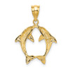 14k Yellow Gold Two Dolphins Pendant