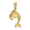 14k Yellow Gold 2-D Polished Dolphin Jumping Pendant K7415