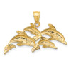 14k Yellow Gold Polished Four Dolphins Swimming Pendant