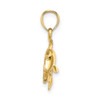 14k Yellow Gold Textured and Polished Dolphin Jumping Pendant