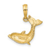 14k Yellow Gold 2-D Textured Dolphin Jumping Pendant K7421