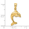 14k Yellow Gold 2-D Polished Dolphin Jumping Pendant K7419