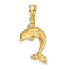 14k Yellow Gold 2-D Polished Dolphin Jumping Pendant K7419