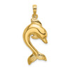 14k Yellow Gold 2-D Polished Dolphin Jumping Pendant K7416