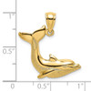 14k Yellow Gold 2-D Textured Dolphin Jumping Pendant K7420