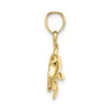 10k Yellow Gold Textured and Polished Dolphin Jumping Pendant