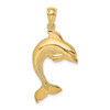 14k Yellow Gold 2-D Polished Dolphin Jumping Pendant K7418