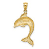 14k Yellow Gold 2-D Polished Dolphin Jumping Pendant K7418