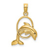 14k Yellow Gold Polished Dolphin Jumping Through Hoop Pendant K7706