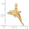 14k Yellow Gold 3-D Polished and Textured Dolphin Jumping Pendant