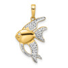 14k Yellow Gold and White Rhodium Diamond-cut Angel Fish Pendant