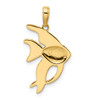 14k Yellow Gold and White Rhodium Diamond-cut Angel Fish Pendant