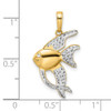 14k Yellow Gold and White Rhodium Diamond-cut Angel Fish Pendant