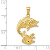 14k Yellow Gold Polished Open-Backed Bass Fish Pendant C2572