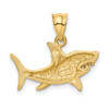 14k Yellow Gold Satin and Diamond-cut Shark Pendant