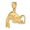 14k Yellow Gold Polished 3-D Shrimp Pendant