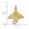 10k Yellow Gold Textured Spotted Eagle Ray Pendant