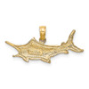 14k Yellow Gold Textured and 2-D Marlin Fish Pendant
