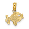 14k Yellow Gold Flat and Engraved Playful Fish Pendant