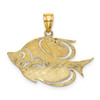 14k Yellow Gold 2-D Polished and Textured Fish Pendant