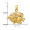 14k Yellow Gold 2-D Polished and Engraved Fish Pendant K7423