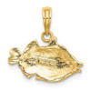 14k Yellow Gold 2-D Polished and Engraved Fish Pendant K7422