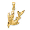 14k Yellow Gold 2-D Polished Shark Pendant