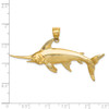 14k Yellow Gold 3-D Polished and Satin Swordfish Pendant