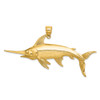 14k Yellow Gold 2-D Polished and Satin Swordfish Pendant K8104