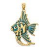 14k Yellow Gold w/Blue Enamel Angelfish Pendant