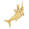 14k Yellow Gold 3-D Satin and Polished Marlin Pendant