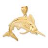 14k Yellow Gold 3-D Polished Satin White Marlin Pendant