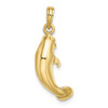 10k Yellow Gold 3-D Polished Manatee Pendant