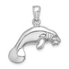 14k White Gold 3-D Polished Swimming Manatee Pendant