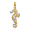 14k Yellow Gold w/Rhodium-Plated 3-D Seahorse Pendant