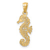 14k Yellow Gold Polished Filigree Seahorse Pendant