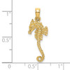 14k Yellow Gold 3-D Textured Seahorse w/Thin Tail Pendant